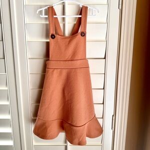 Heart and Arrow Girls Size 5 Rust Pinafore Dress Textured Ruffle Hem Cottagecore